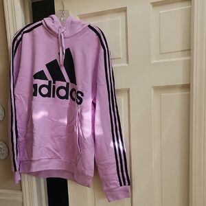 Adidas Light Purple Hoodie with Black Stripes
